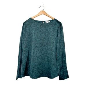 Nordstrom Womens Colorful Abstract Animal Print Split Long Sleeve Blouse Large L